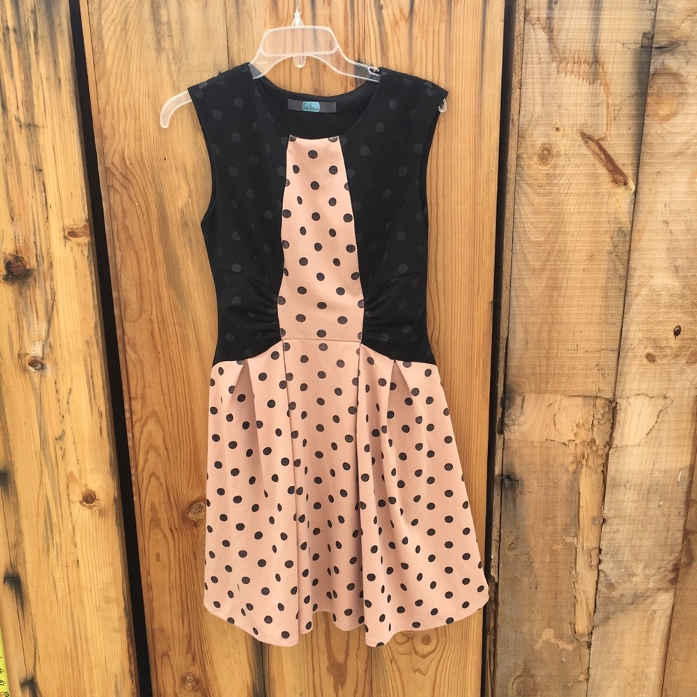 Eva Franco Blush & Black Polka Dot Dress
